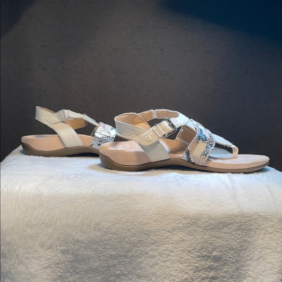 Vionic White and Silver Sandals with Adjustable Ankle Strap - Picture 5 of 7
